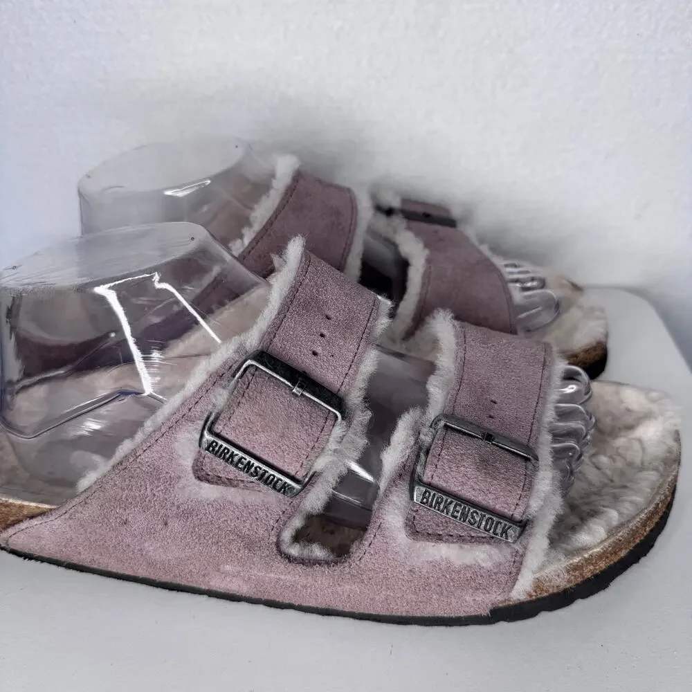 Birkenstock Arizona Shearling Suede Sandals Taupe Brown EU 42 US Men’s 9-9.5